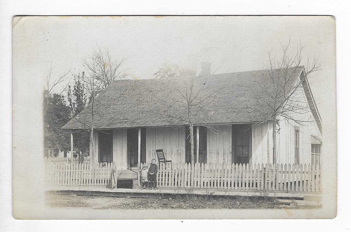 Antique Postcard Rural Wooden House With Porch Farmhouse Kids Picket Fence RPPC