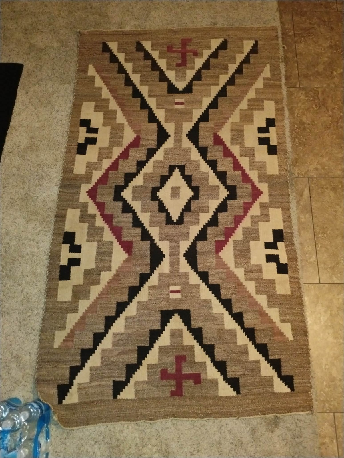Antique 1920-1930s Navajo Whirling Logs Weaving 74.5