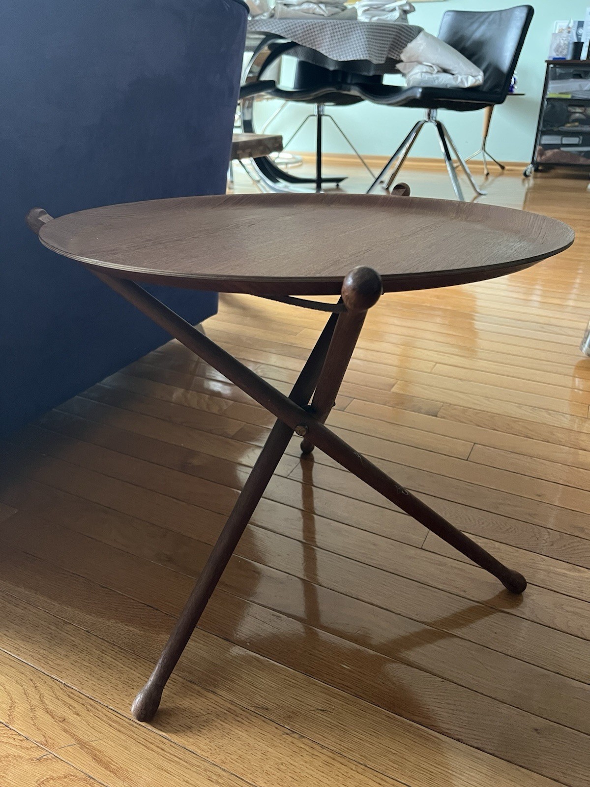 Nils Trautner Vintage Mid century Ary Nybro Sweden Teak Tripod Side Table