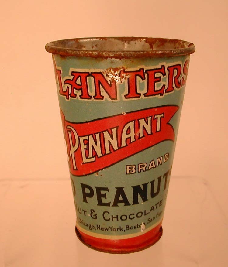 RARE Vintage Planters Mr. Pennant Brand Peanut 5 Cent Tin Litho Scoop Cup RARE Vintage Planters Mr. Pennant Brand Peanut 5 Cent Tin Litho Scoop Cup