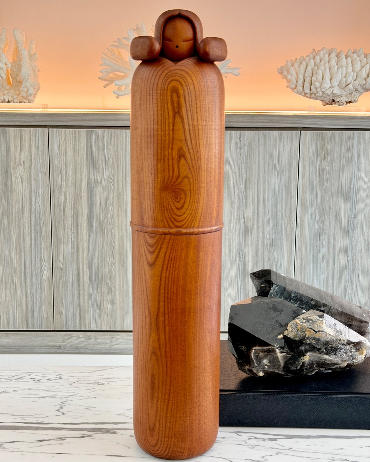 LARGE RARE 22.5” Sosaku Kokeshi Shouzan Shido 志藤尚山 Creative Kokeshi Rakkan Stamp