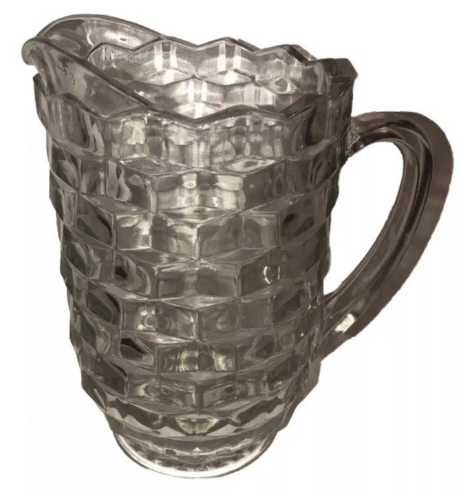 Very nice Vintage 😊 Glass Pitcher ￼ Cubes pattern￼