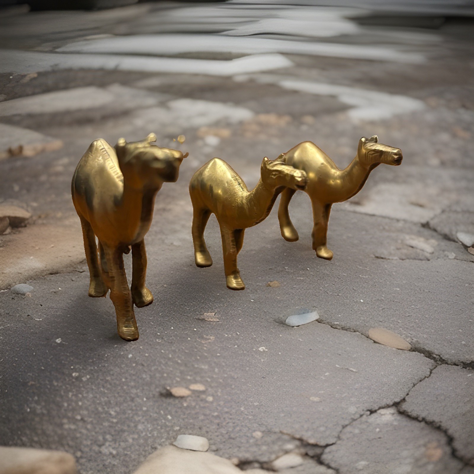 3 Vintage Minature Brass Camels