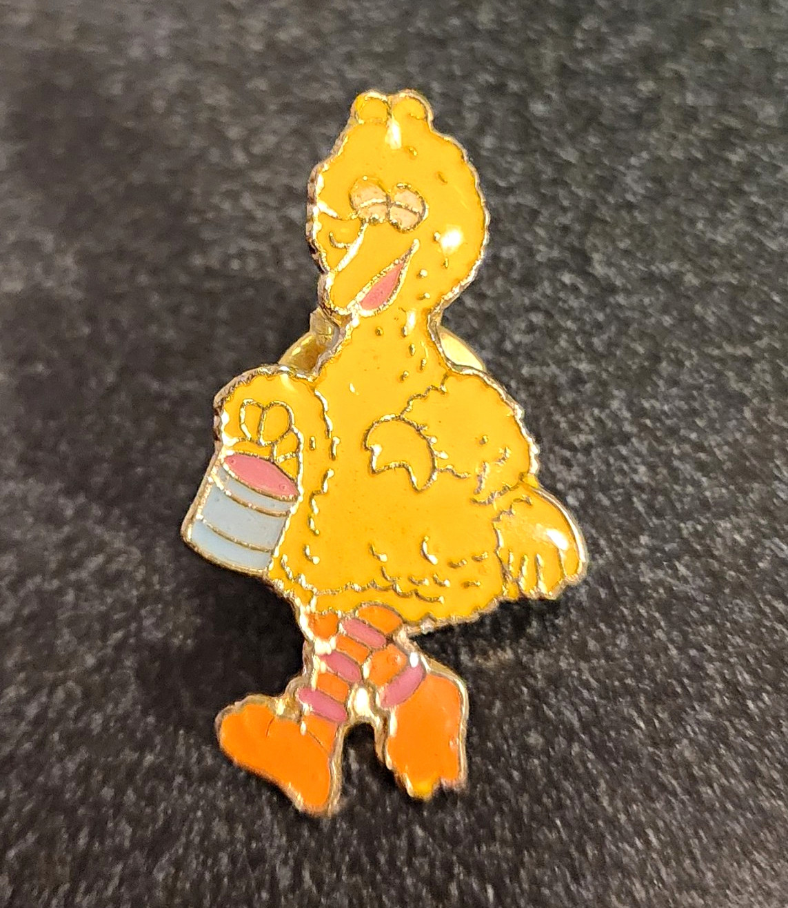 Vintage Big Bird Sesame Street Enamel Lapel Pin Tie Tack Clutch Back