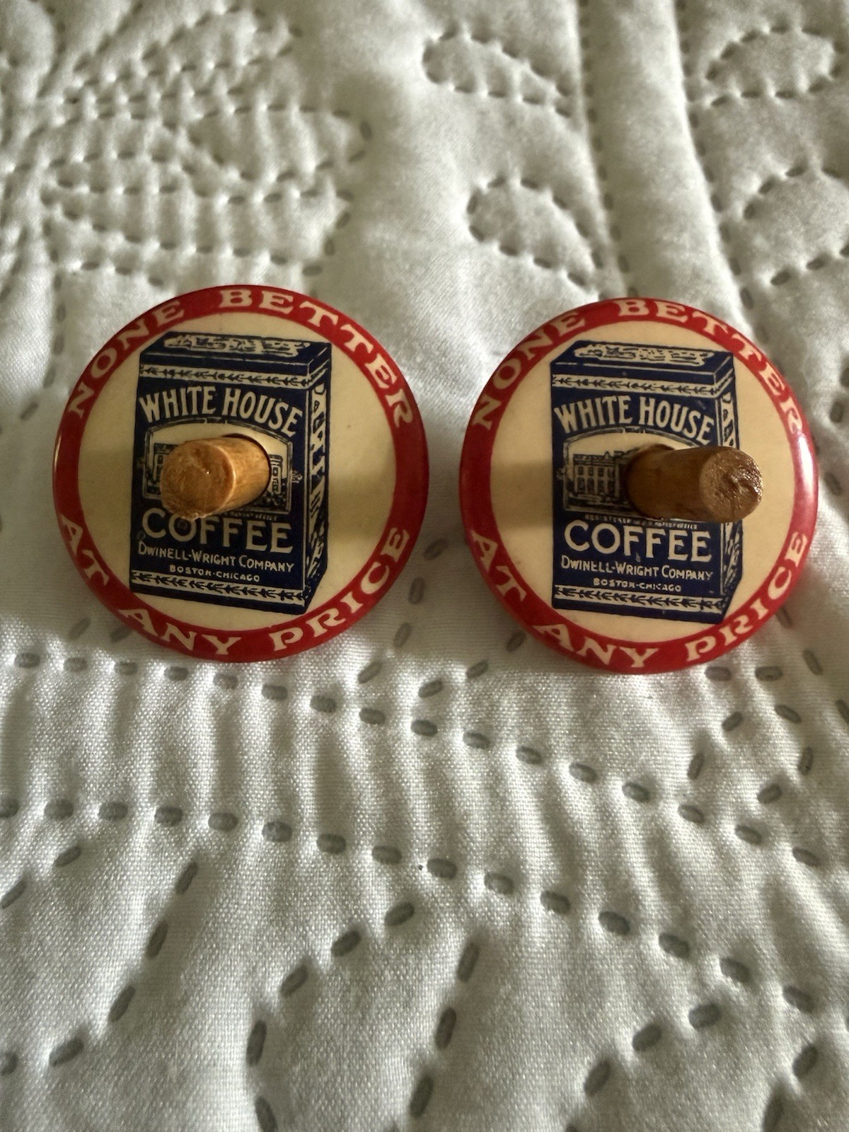 Antique White House Coffee Advertising Tops Early 20th Century Lot of 2