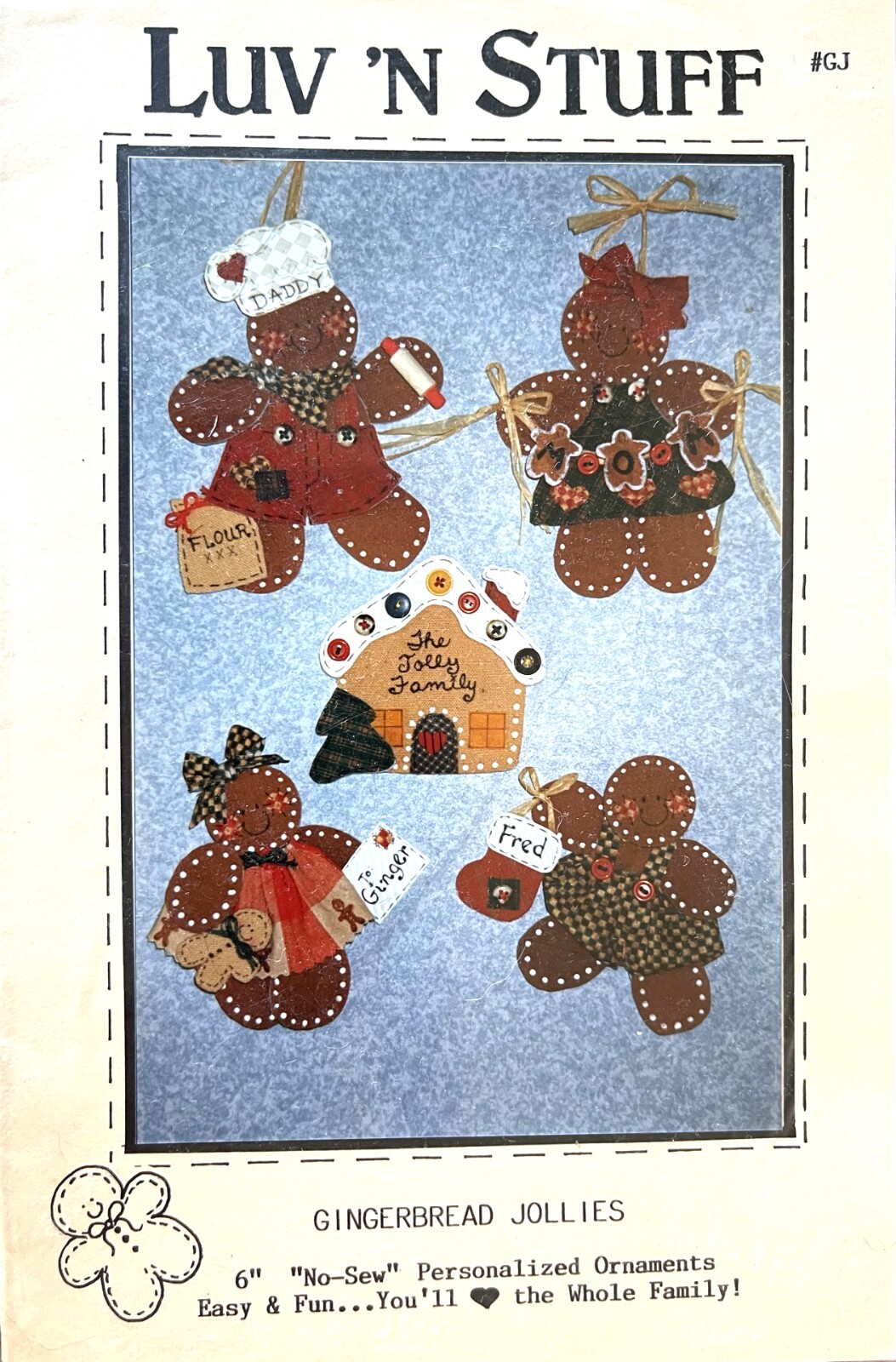 1990's Luv 'n Stuff Gingerbread Jollies Pattern UNCUT