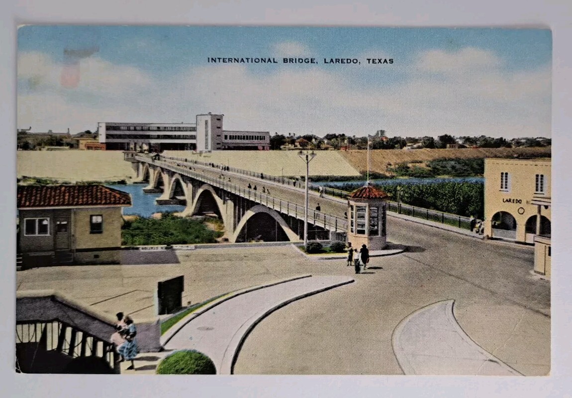 Laredo TX-Texas, International Bridge, Antique Vintage Souvenir Postcard