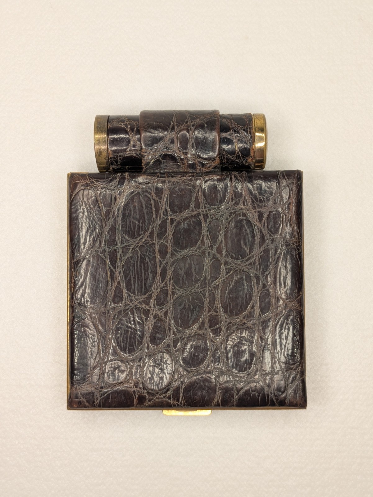 Vintage 1940s Mary Dunhill Cleaview Compact & Lipstick Holder Alligator Skin