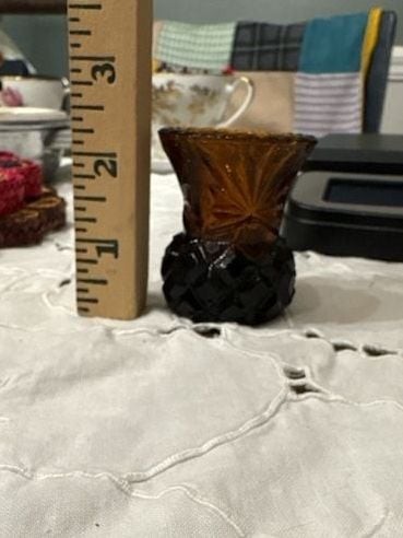 Amber Glass Toothpick Holder Cut Glass Pattern Vintage Amber Glass Toothpick Holder Cut Glass Pattern Vintage
