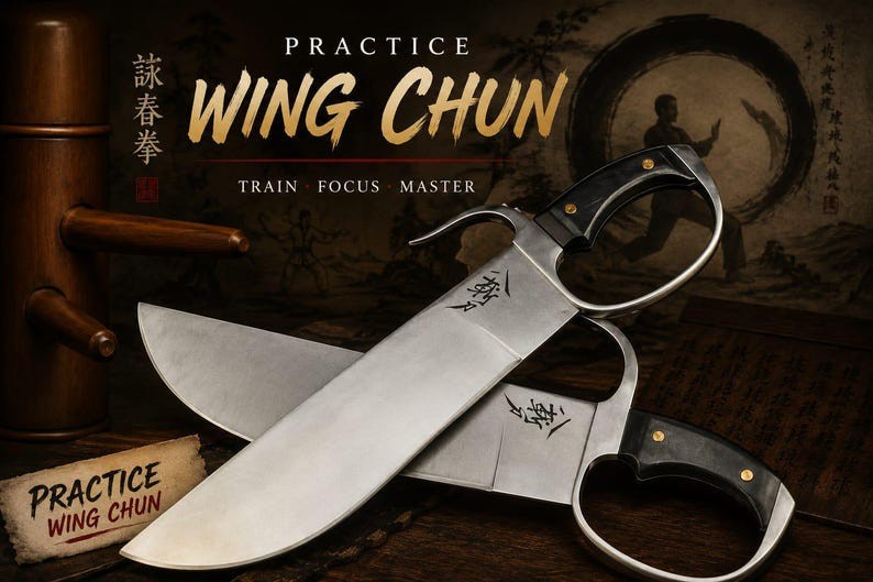 Wing Chun Butterfly Swords Wall Hanging, Handcrafted Stainless Steel Twin Blade