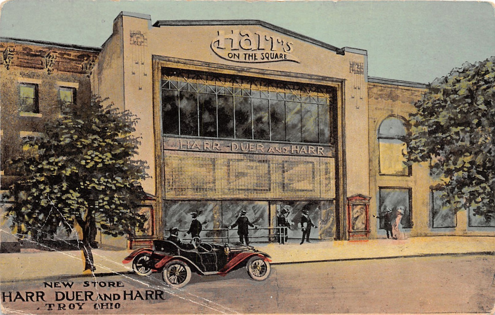 J56/ Troy Ohio Postcard c1910 Harr\'s on the Square Harr Duer and Harr Store 180
