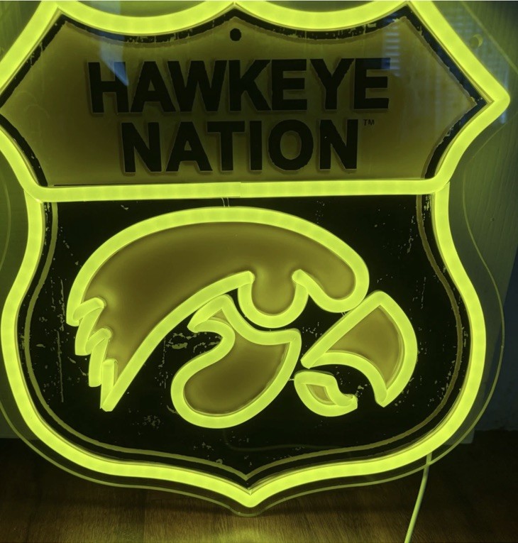 IOWA HAWKEYE Nation University Football  Basketball Neon LED Sign Light USB