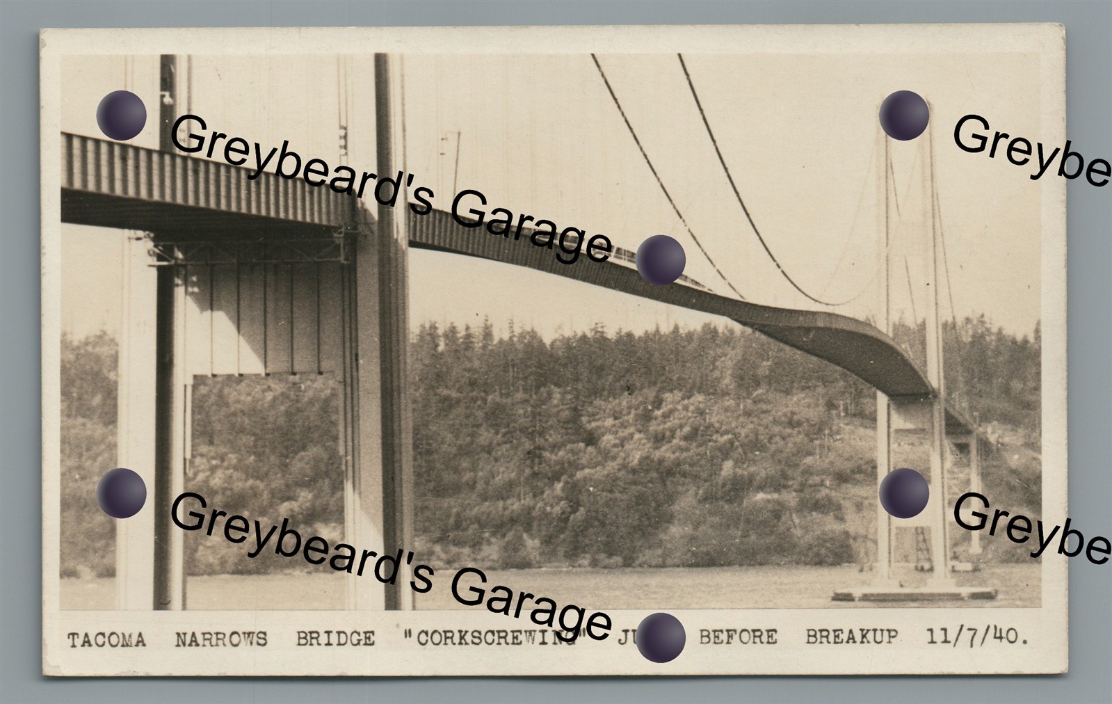 RPPC Tacoma Narrows Bridge Collapse TACOMA WA Washington Real Photo Postcard