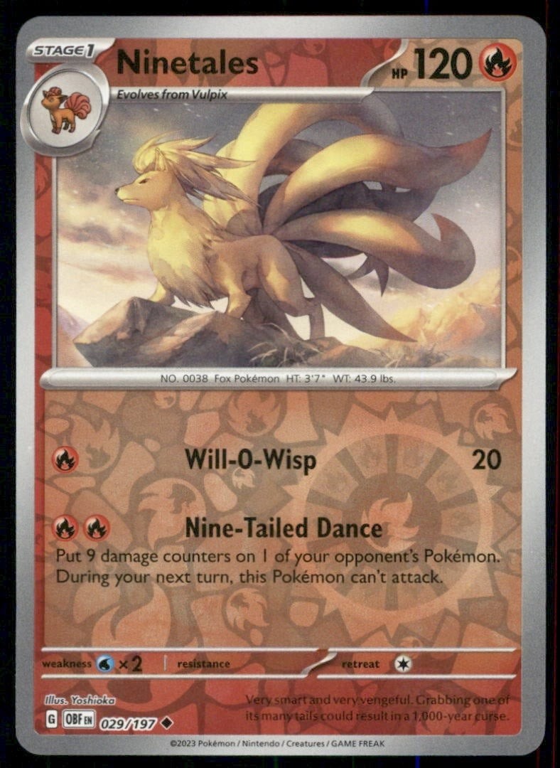 Ninetales Reverse Holo 029 Uncommon Obsidian Flames EN NM