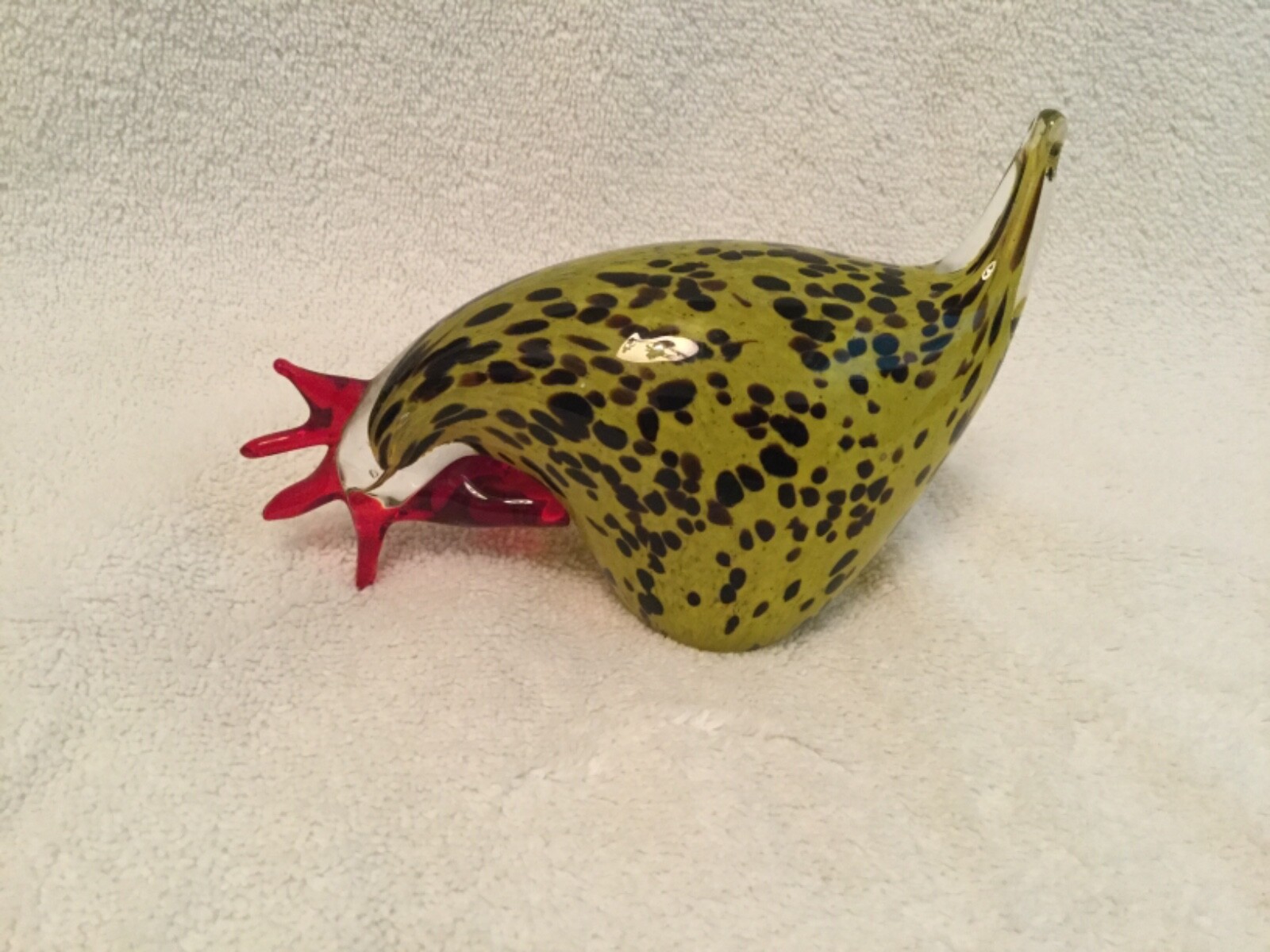 3 1/2” isHand Blown Art Glass Chicken Rooster Bird Figurine Sculpture Multicolor