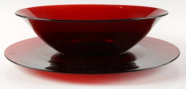 Vtg. Anchor Hocking Royal Ruby Salad Bowl With Underplate Set #3419 Vtg. Anchor Hocking Royal Ruby Salad Bowl With Underplate Set #3419