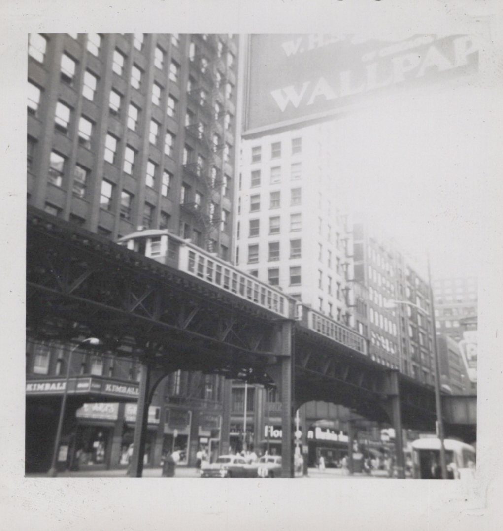 1955 Chicago Elevated Train Downtown - Original Photo
