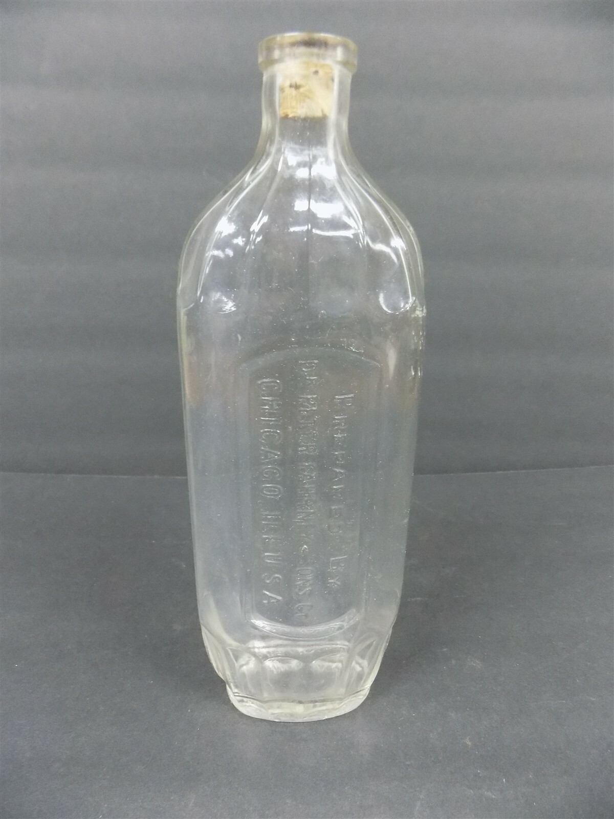 Vintage Dr. Peter Fahrney & Sons Co. Clear Glass Apothecary Medicine Bottle