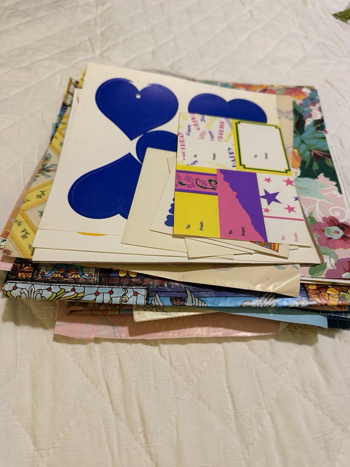 Vtg Huge Lot Gift Wrapping Paper Scrapbooking Junk Journals Crafting Pieces