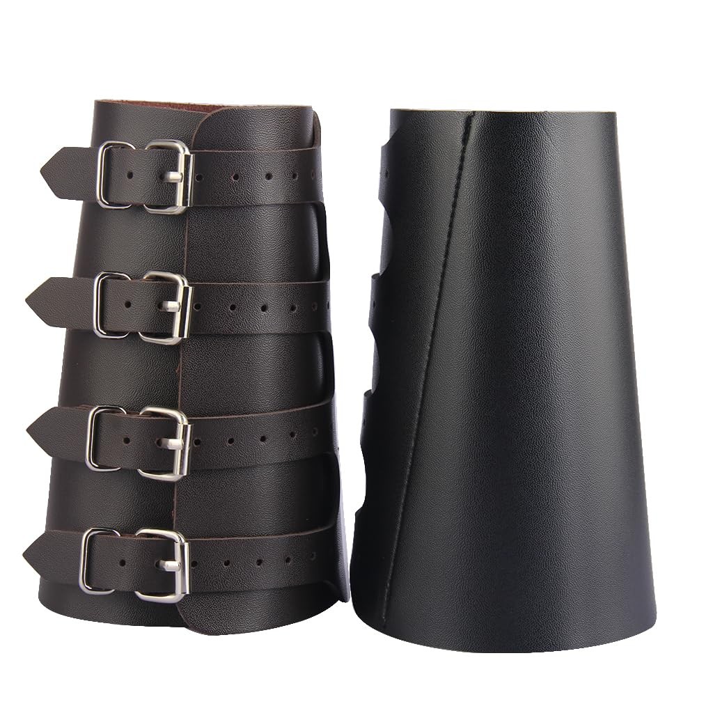Viking Bracers for Men Medieval Leather Bracers Buckles Arm Guards Cuff Gaunt...