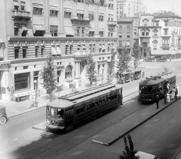 Street scene and trolley cars ca 1910-1925 Historic Old Photograph Street scene and trolley cars ca 1910-1925 Historic Old Photograph