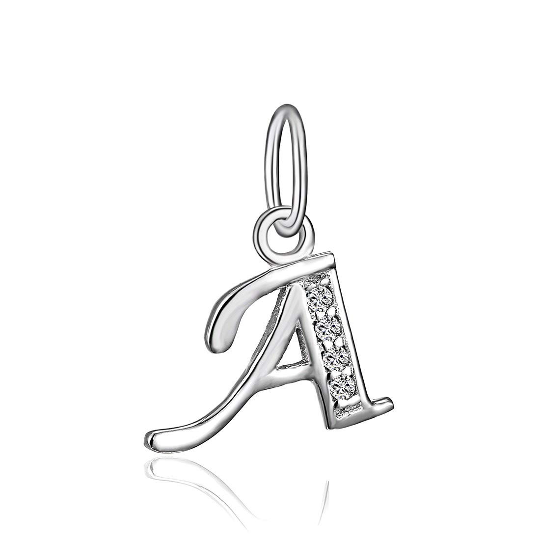925 Sterling Silver Cubic Zirconia A-Z Initial Letters Alphabet Dangling charms