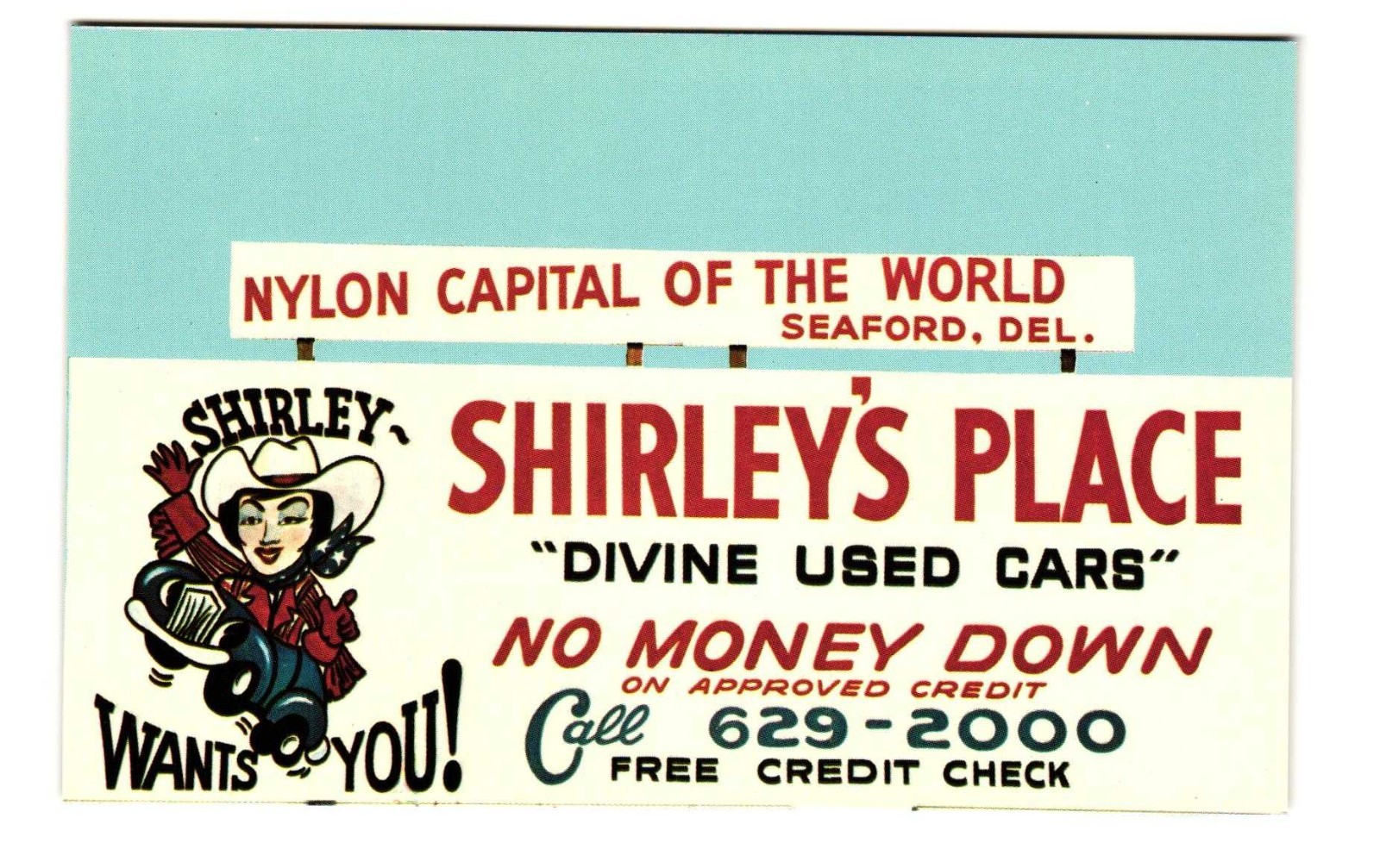 Shirley\'s Place, 701 S Dual Hwy Seaford DE Vintage postcard Unposted