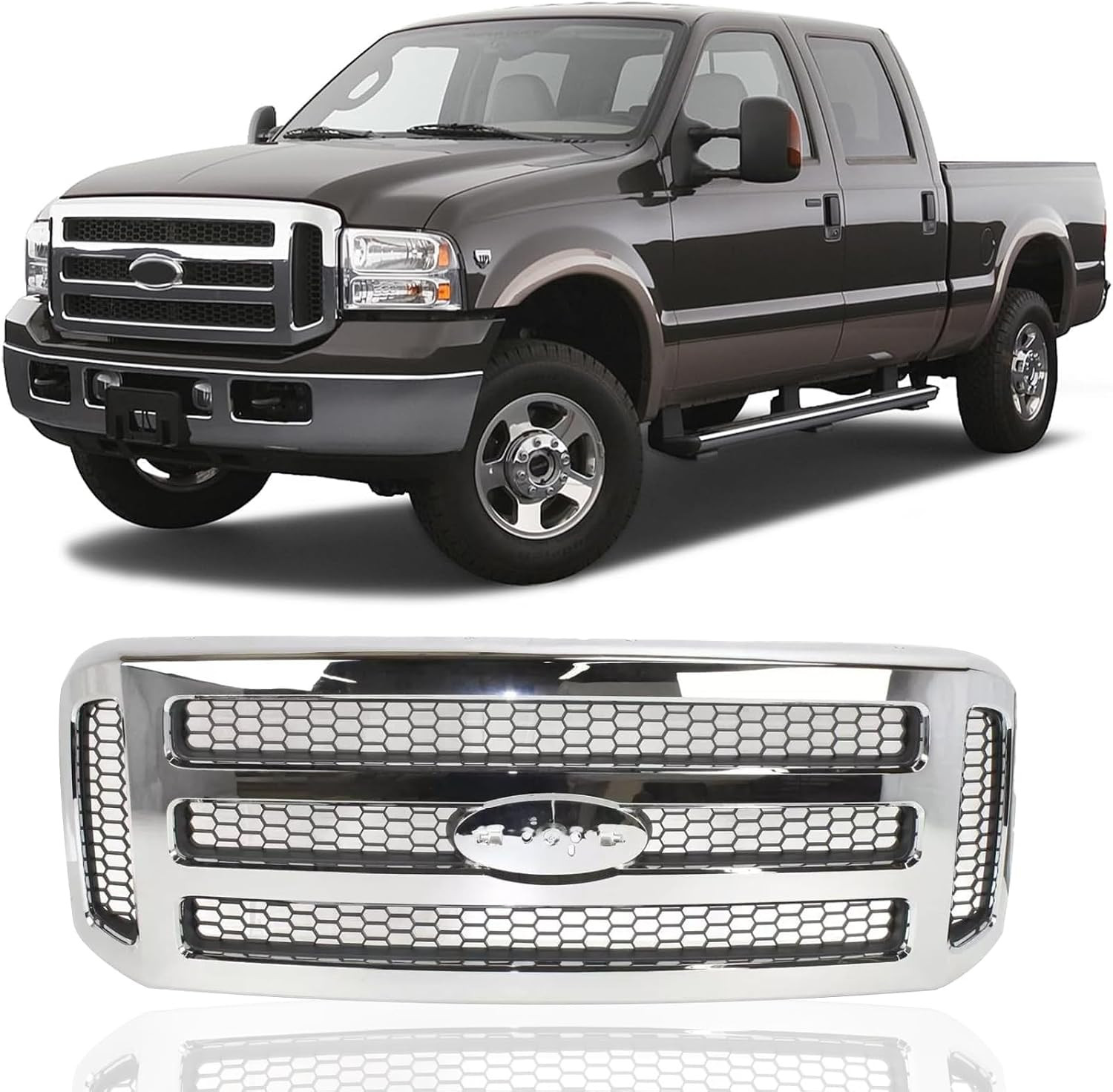 Front Grille Grill Fits FORD F250 05-07 Chrome | Front Grille for 2005-2007, Ver
