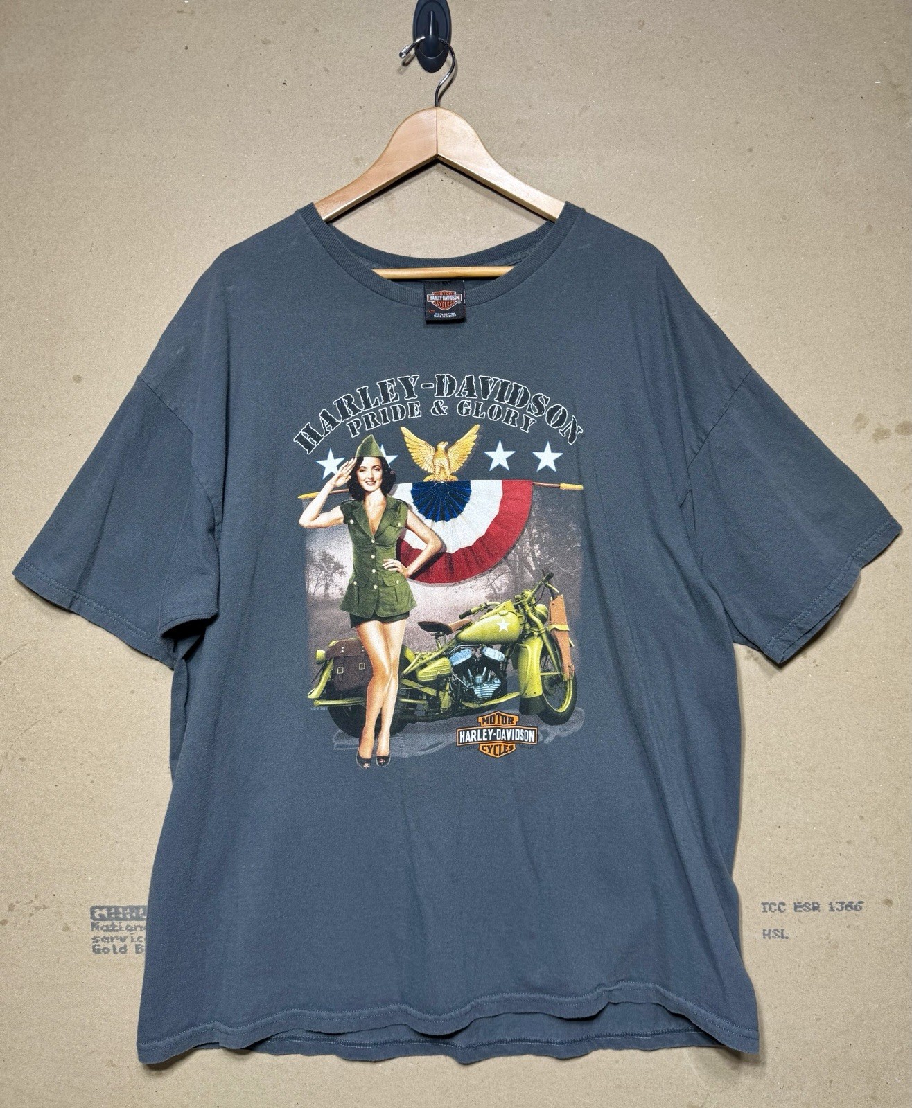Harley Davidson Space Coast Cocoa Beach FL Pride Glory Pin Up T-Shirt 2XL