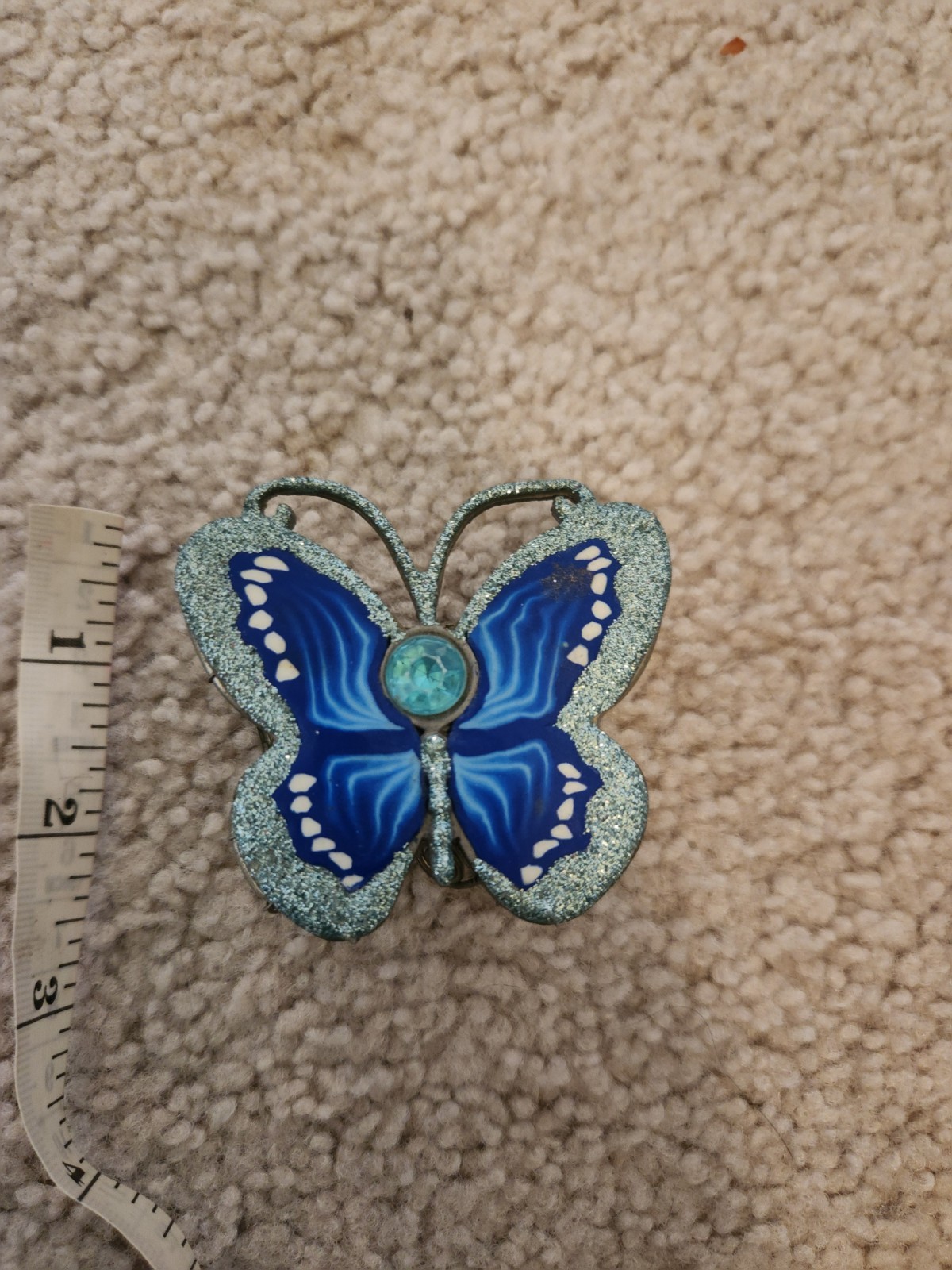 vintage silver-toned metal butterfly trinket box 