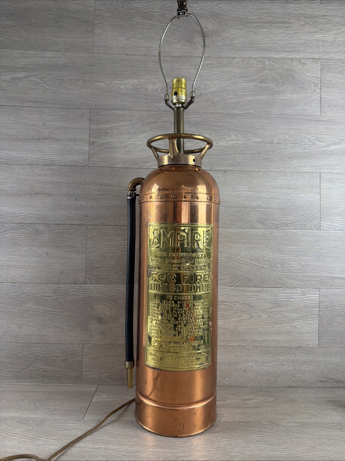 Antique Vintage Empire Elmira NY Copper Fire Extinguisher Custom Lamp READ