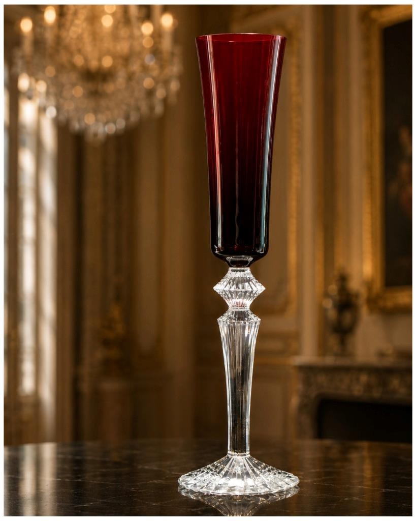 Baccarat Mille Nuits Flutissimo Ruby Champagne Flute France Signed Mathias Boxed