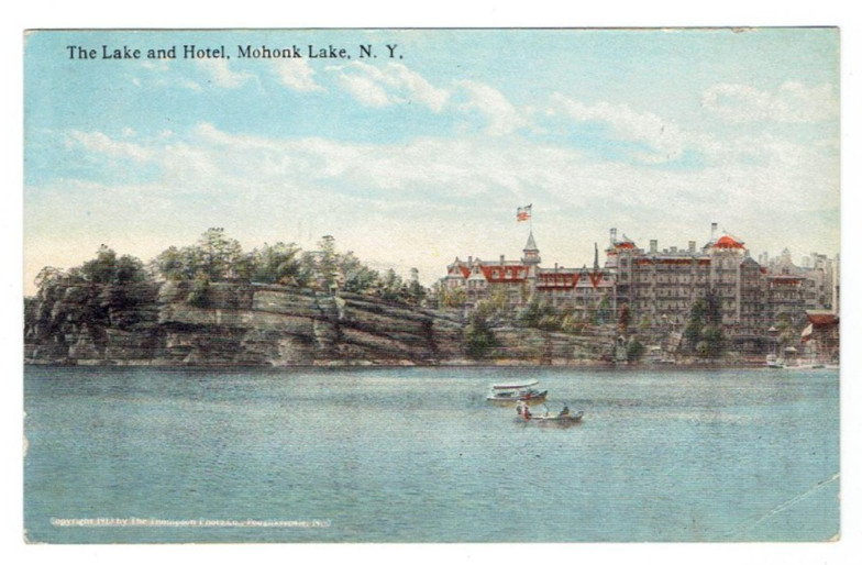 The Lake and Hotel Mohonk Lake New York NY Postcard Posted 1910 Boats