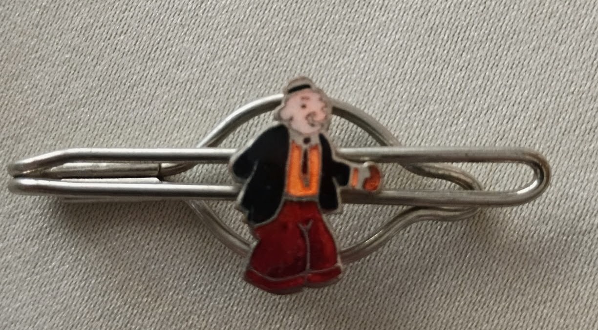 Vintage 1930’s Popeye The Sailor Man ‘Wimpy’ Cloisonné Enamel Tie Bar