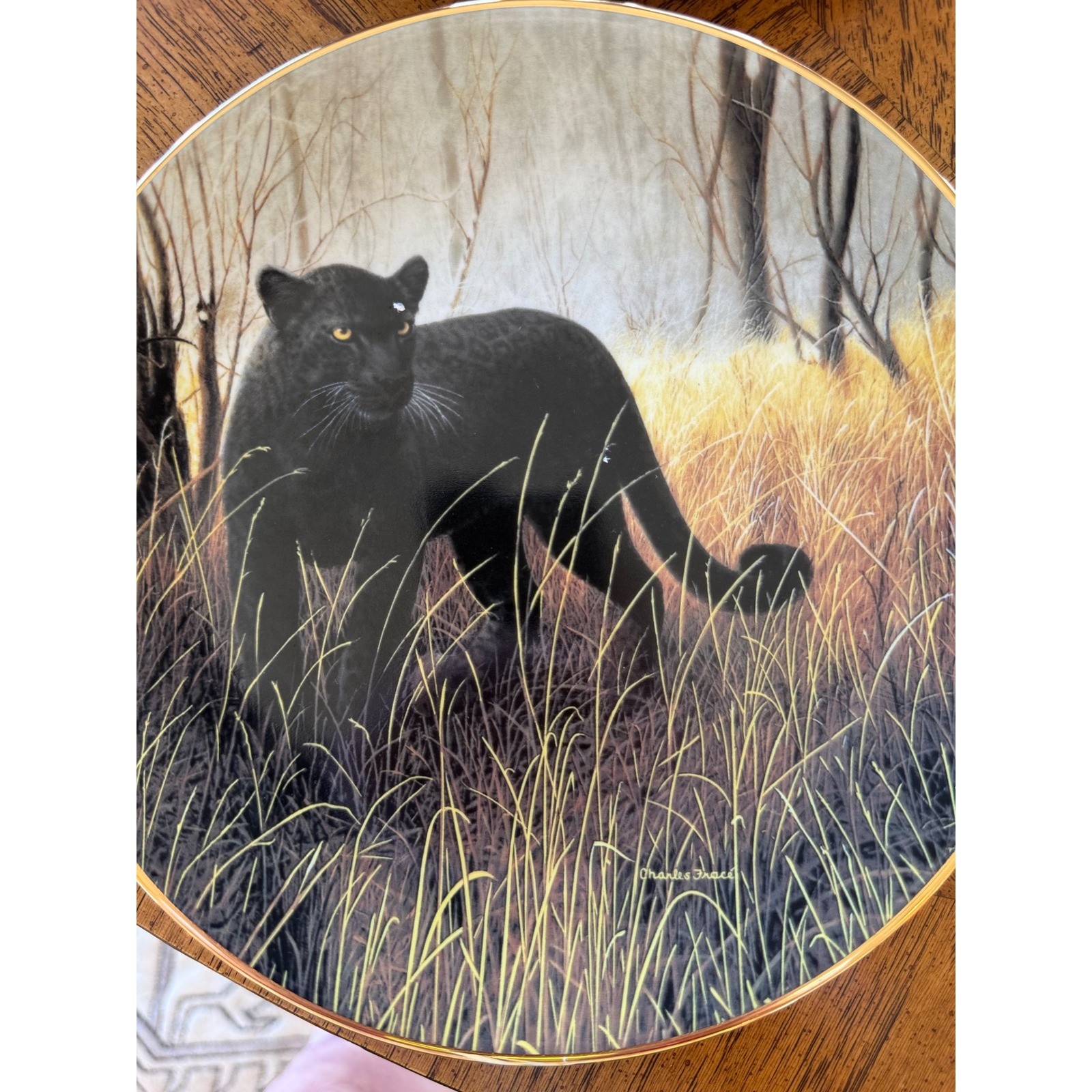 Charles Fracé Powerful Presence Collector Plate Wildlife Art Panther COA