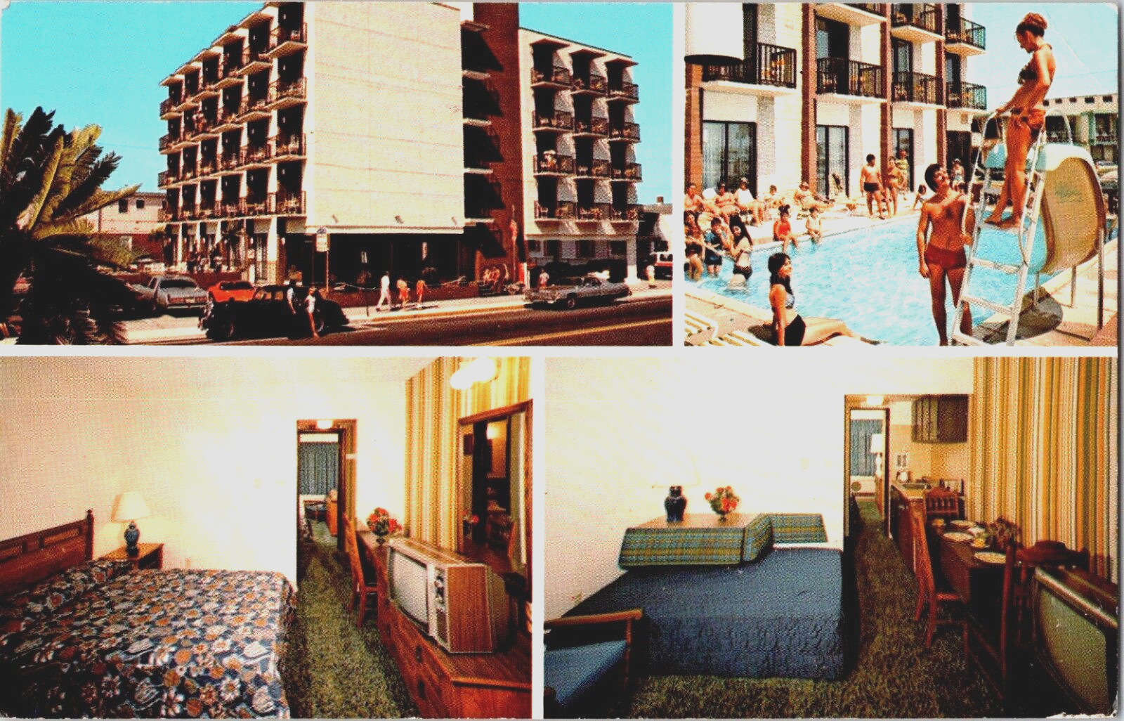 Postcard NJ Wildwood Newport Motel Multiview Swimming Pool Chrome Unposted A711 Postcard NJ Wildwood Newport Motel Multiview Swimming Pool Chrome Unposted A711