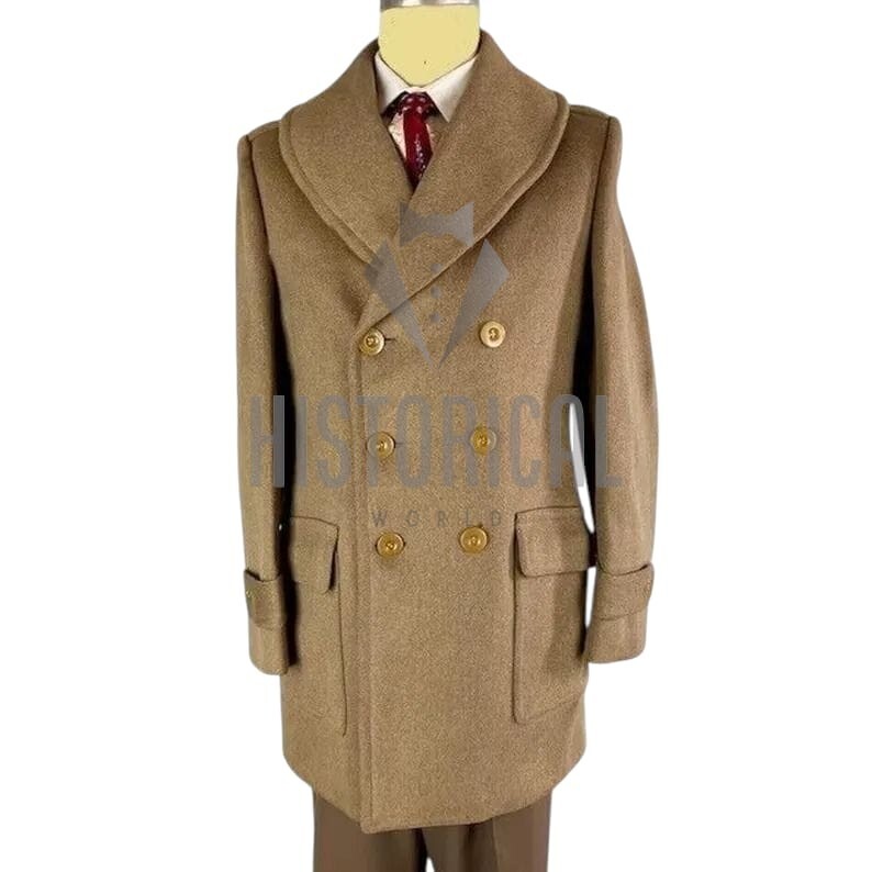 1940 3rd Command coat officer doeskin US Army Overcoat, Military Men Beige wool