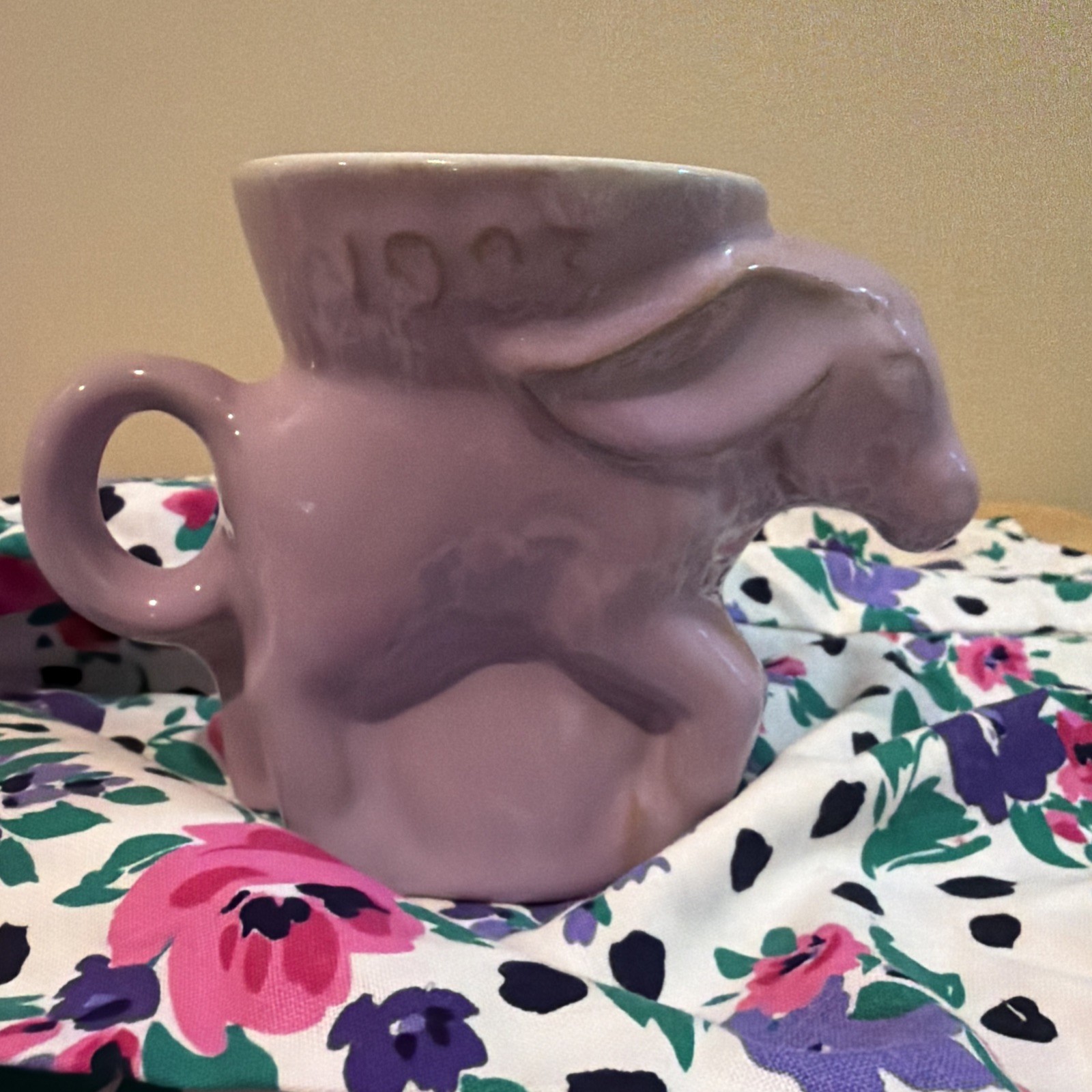 1983 Frankoma Pottery Donkey DEM Mug Lavender💜Excellent