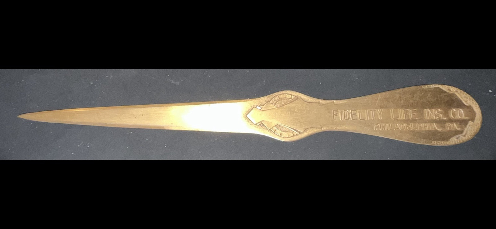 Vintage Fidelity Life Insurance Bronze Letter Opener Philadelphia PA Vintage Fidelity Life Insurance Bronze Letter Opener Philadelphia PA