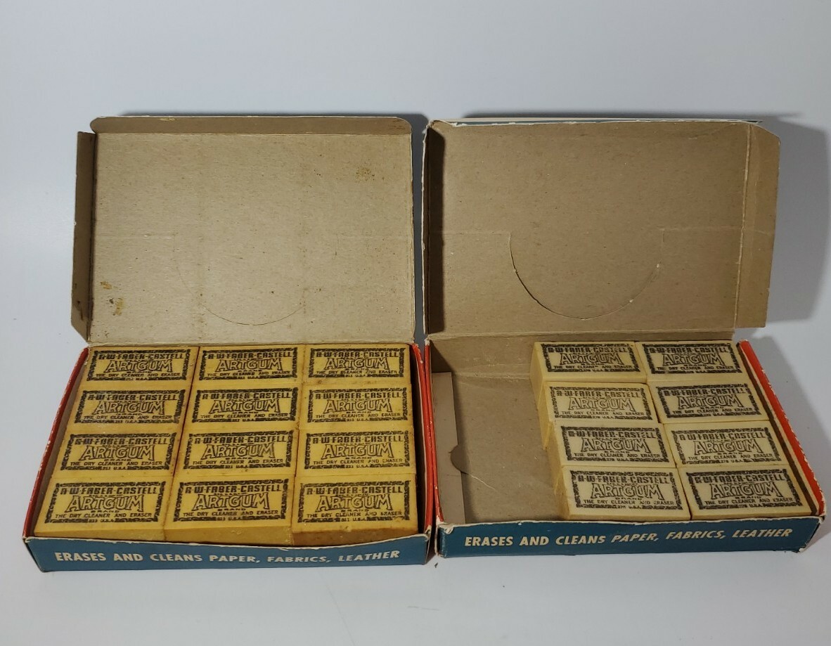 Vintage Lot of 20 A-W-Faber-Castell ARTGUM Brand Erasers with Original Boxes 