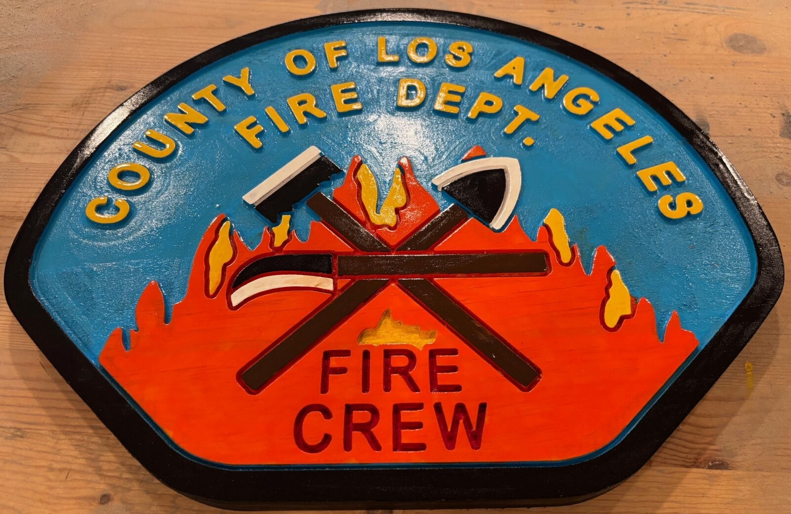 Fire Department LA County Fire Crew 3D routed patch plaque sign Custom