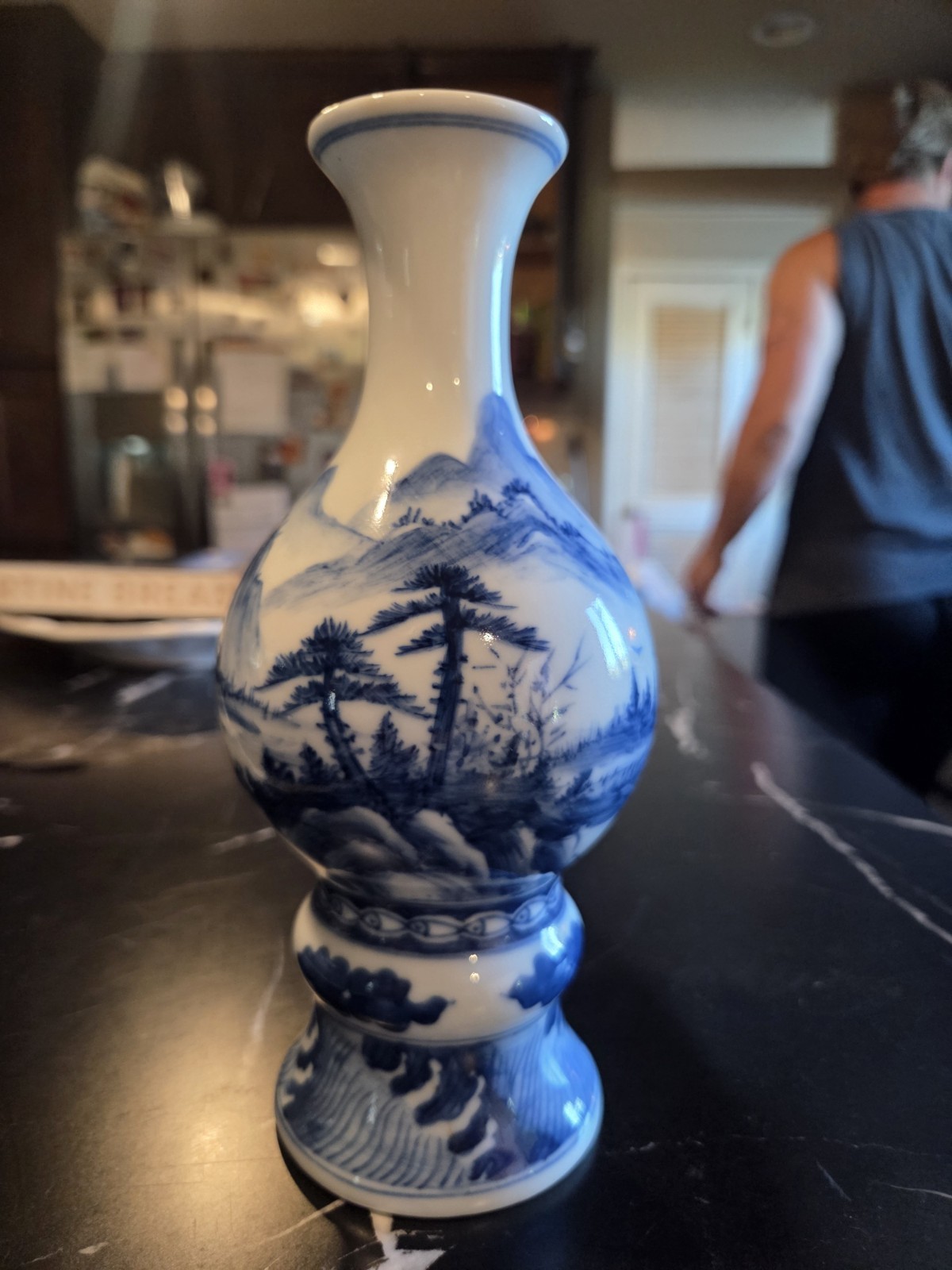 Chinese Baluster Mountain Vase Porcelain Ceramic Qing Kangxi Antique 1875-1912
