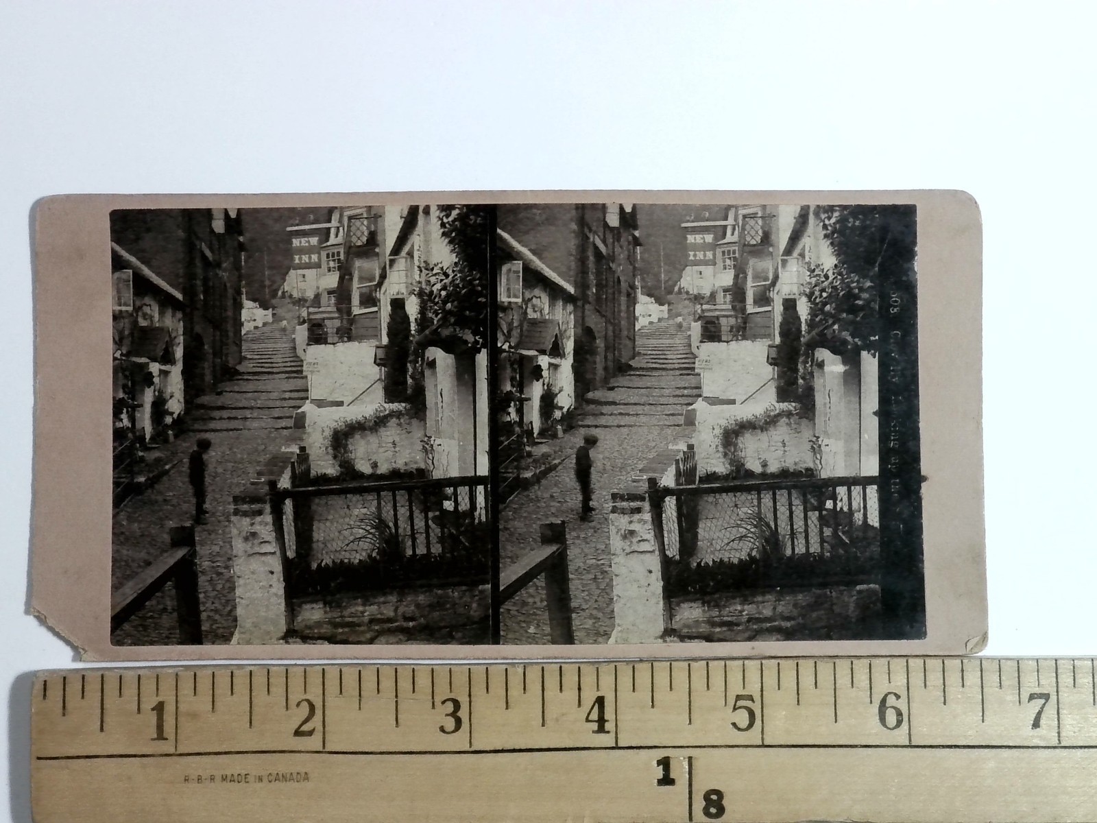 Clovelly Devon UK Stereoview Old Stone Steps Street Scene 1860s \
