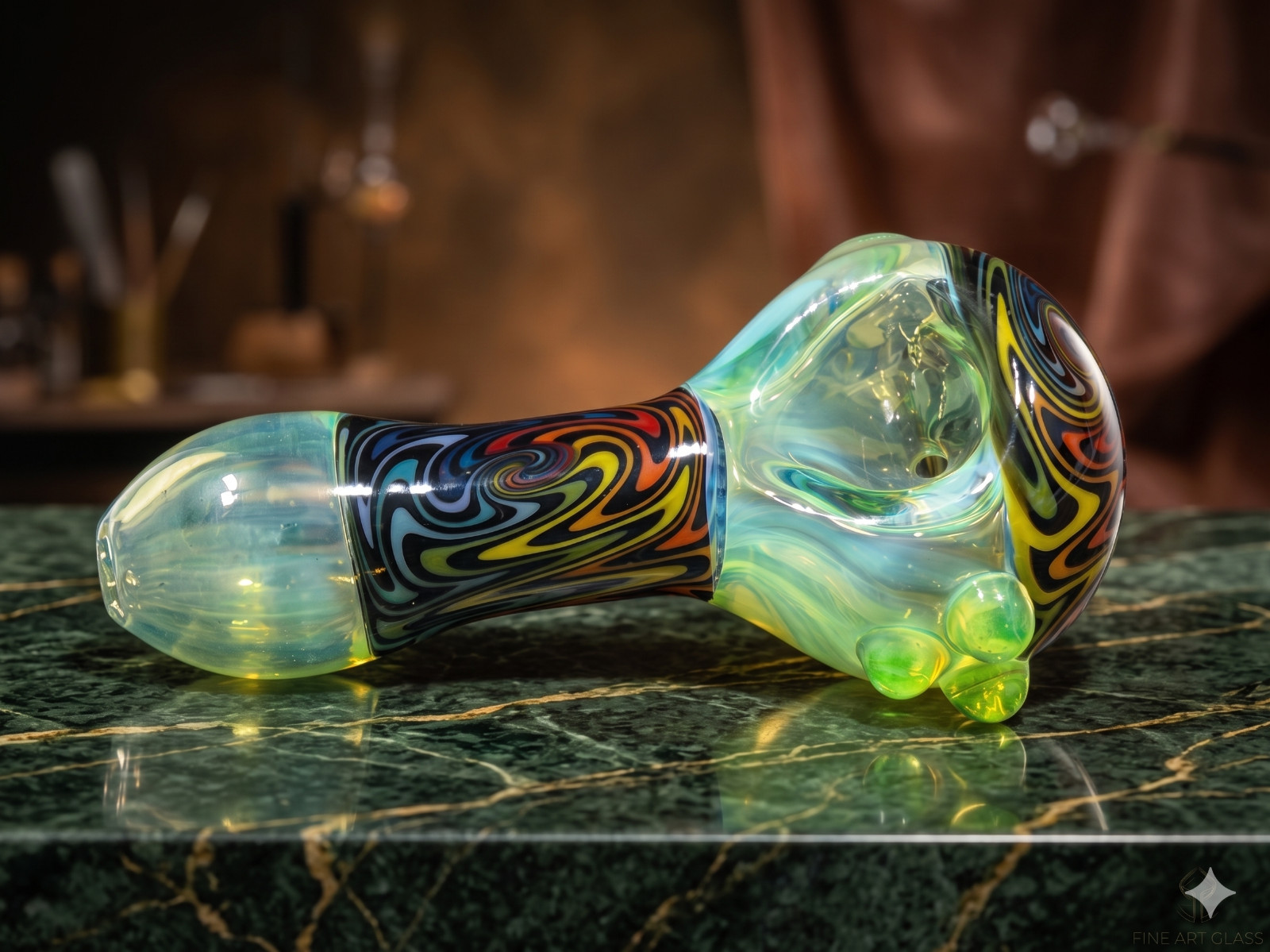Wig Wag Design Art Glass for smoking tobacco pipe