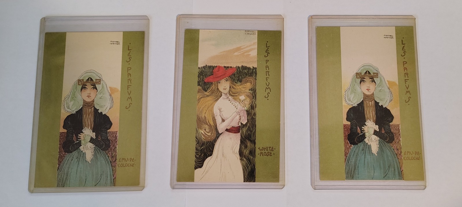 Lot of 3 c1900 Raphael Kirchner Les Parfums Art Nouveau Postcards Antique Origin