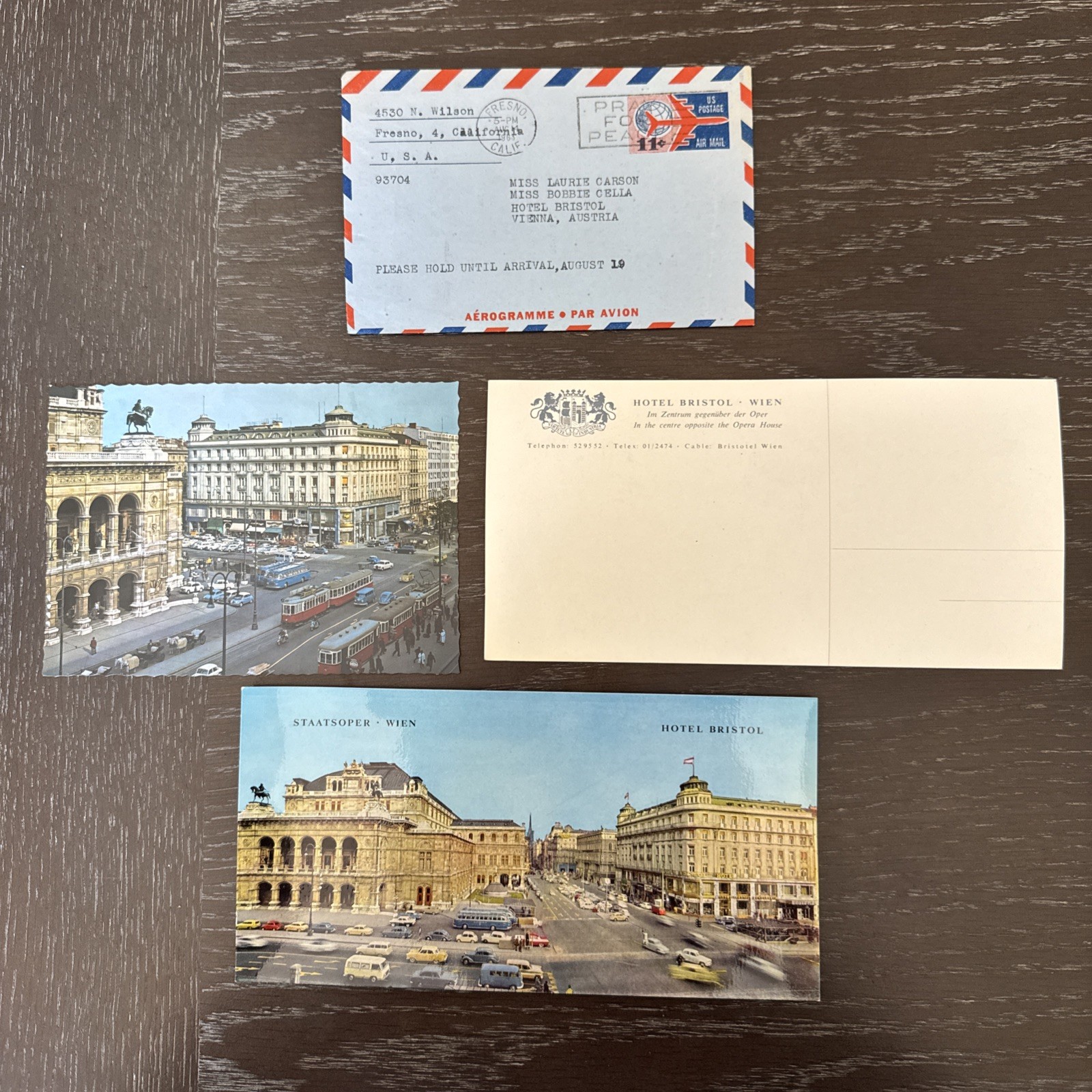 Vintage ViennaAustria Travel Lot Airmail Letter Hotel Bristol Wien Postcards1960