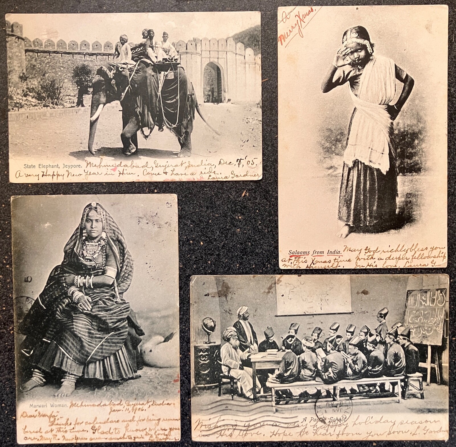 Vintage Rare RPPC People Postcards from India 1906-1909