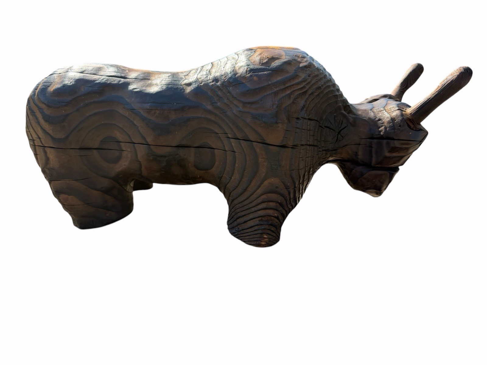 Vintage Mid Century Modern WITCO Funtouchable Bull RARE Redwood Carved