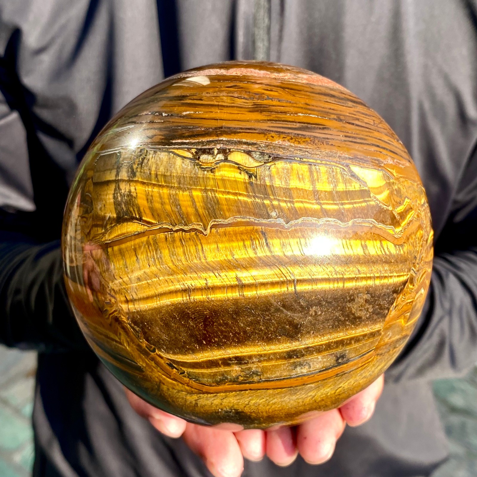 5.48LB Large Natural Tiger's Eye Ball Quartz Crystal Sphere Gem Healing Décor