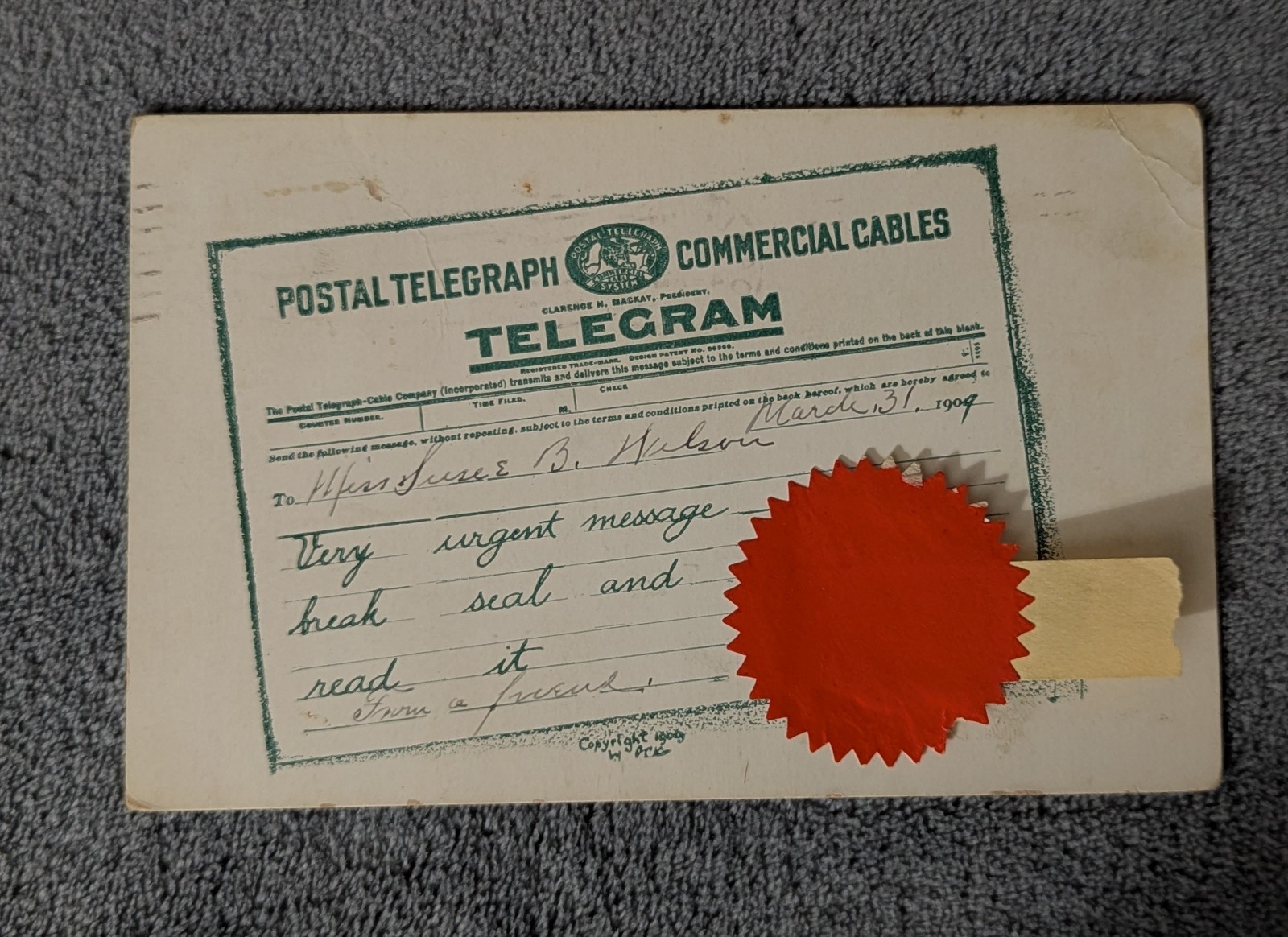 VTG April Fool\'s postcard 1909 Telegram Longfellow Elementary School Oakland CA